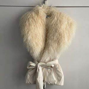 COPY - Down ski vest with removable lambs fur trim.